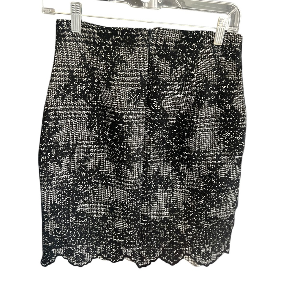 Black and White Lace Pencil Skirt